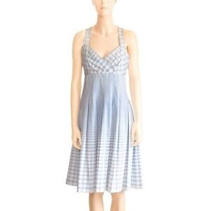 Calvin Klein Light Blue Polka Dot Vintage 90's Pin-Up Fit and Flare Dress Sz. M